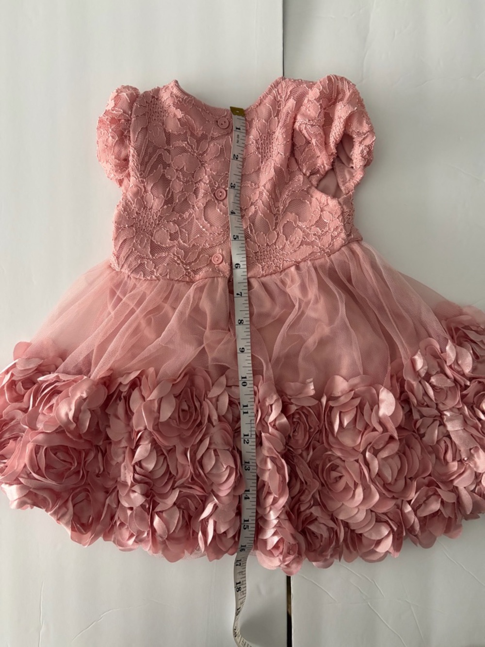 Pink Lace & Flower Appliqué Tulle Dress for Kids - Picture 3 of 5